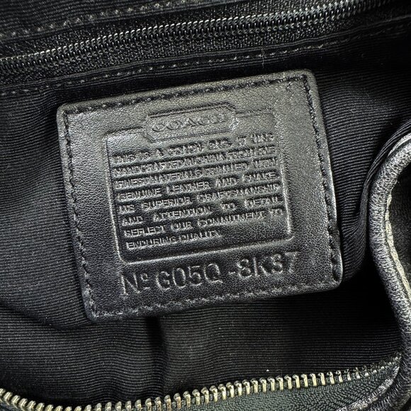 Coach Signature Logo Lurex Hobo Bag 8K37 Black Satchel Shoulder Python Handle - Picture 9 of 9